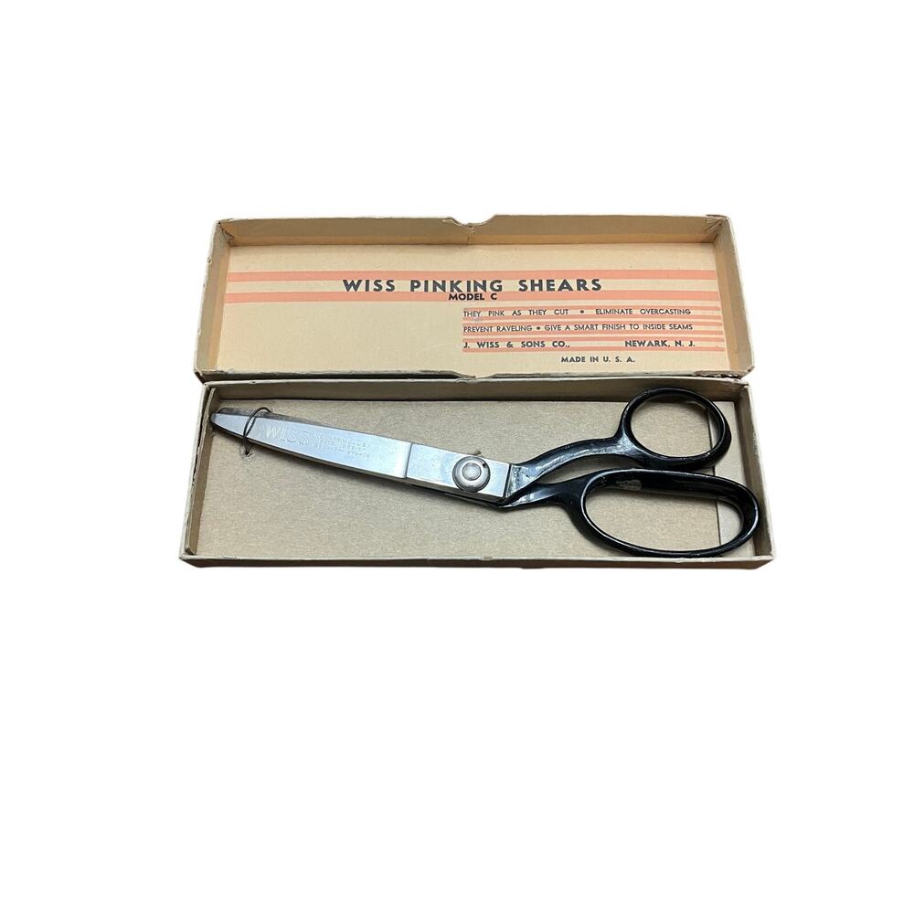 Vintage Wiss Pinking Shears Model C Black Handle Original Box